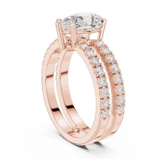 Driona Jewels Pear Cut Solitaire Engagement Ring | Double Pavé Band