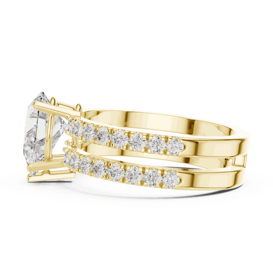 Driona Jewels Pear Cut Solitaire Engagement Ring | Double Pavé Band