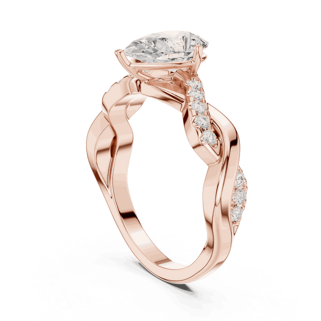 Pear Cut Engagement Ring With Sculpted Pavé Teardrop Solitaire