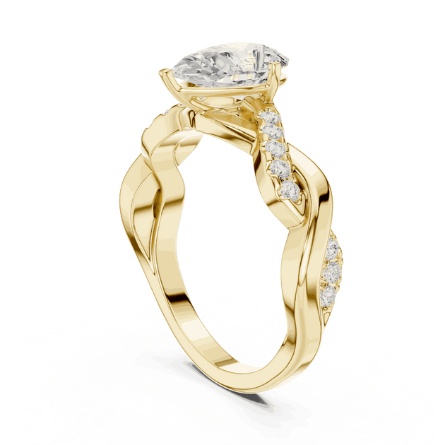Pear Cut Engagement Ring With Sculpted Pavé Teardrop Solitaire