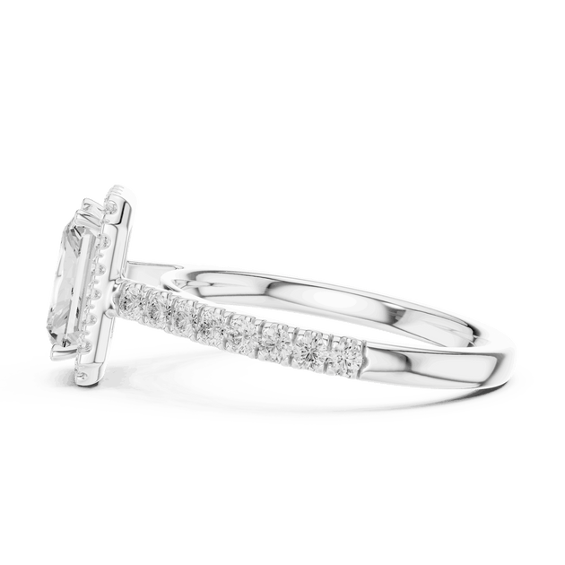 Rose Gold Radiant Cut Diamond Halo Engagement Ring