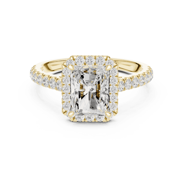 Rose Gold Radiant Cut Diamond Halo Engagement Ring