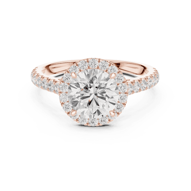 Round Lab Grown Diamond Halo Engagement Ring