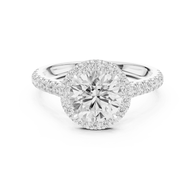Round Lab Grown Diamond Halo Engagement Ring