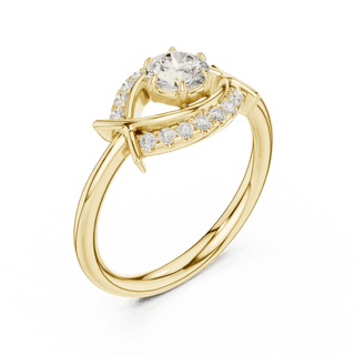 Back View: Round Brilliant Diamond Engagement Ring with Star-Shaped Geometric Halo and Pavé Setting in 18K Yellow Gold – Lab Grown – Driona Jewels