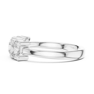 Back View: Round Brilliant Diamond Three-Stone Engagement Ring in 18K White Gold – Lab Grown – Driona Jewels