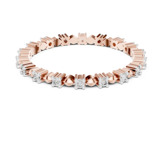 Front View: Baguette Diamond Eternity Ring with Channel Setting in 14k Rose Gold – Lab Grown – Driona Jewels
