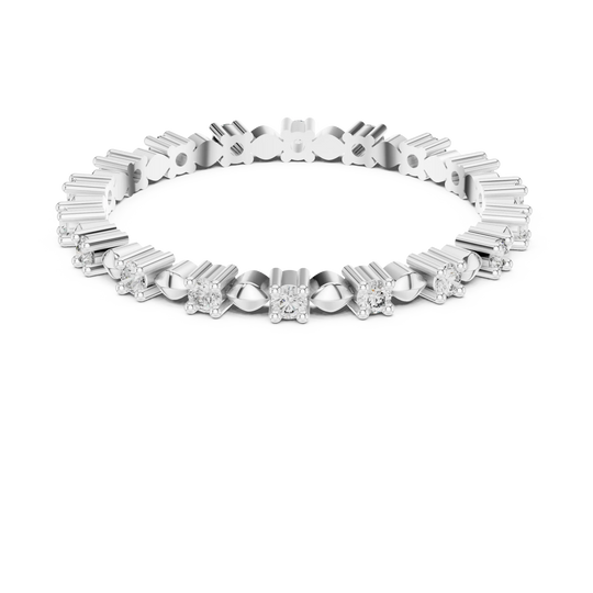 Front View: Baguette Diamond Eternity Ring with Channel Setting in 14k White Gold – Lab Grown – Driona Jewels

