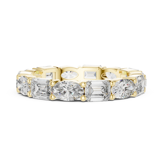 Front View: Emerald Cut Diamond Eternity Band with Prong Setting in 14k Yellow Gold – Lab Grown – Driona Jewels
