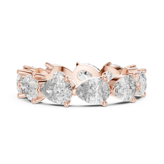 Front-view: Pear Diamond Eternity Band with Prong Setting in 14k Rose Gold - Lab Grown - Driona Jewels
