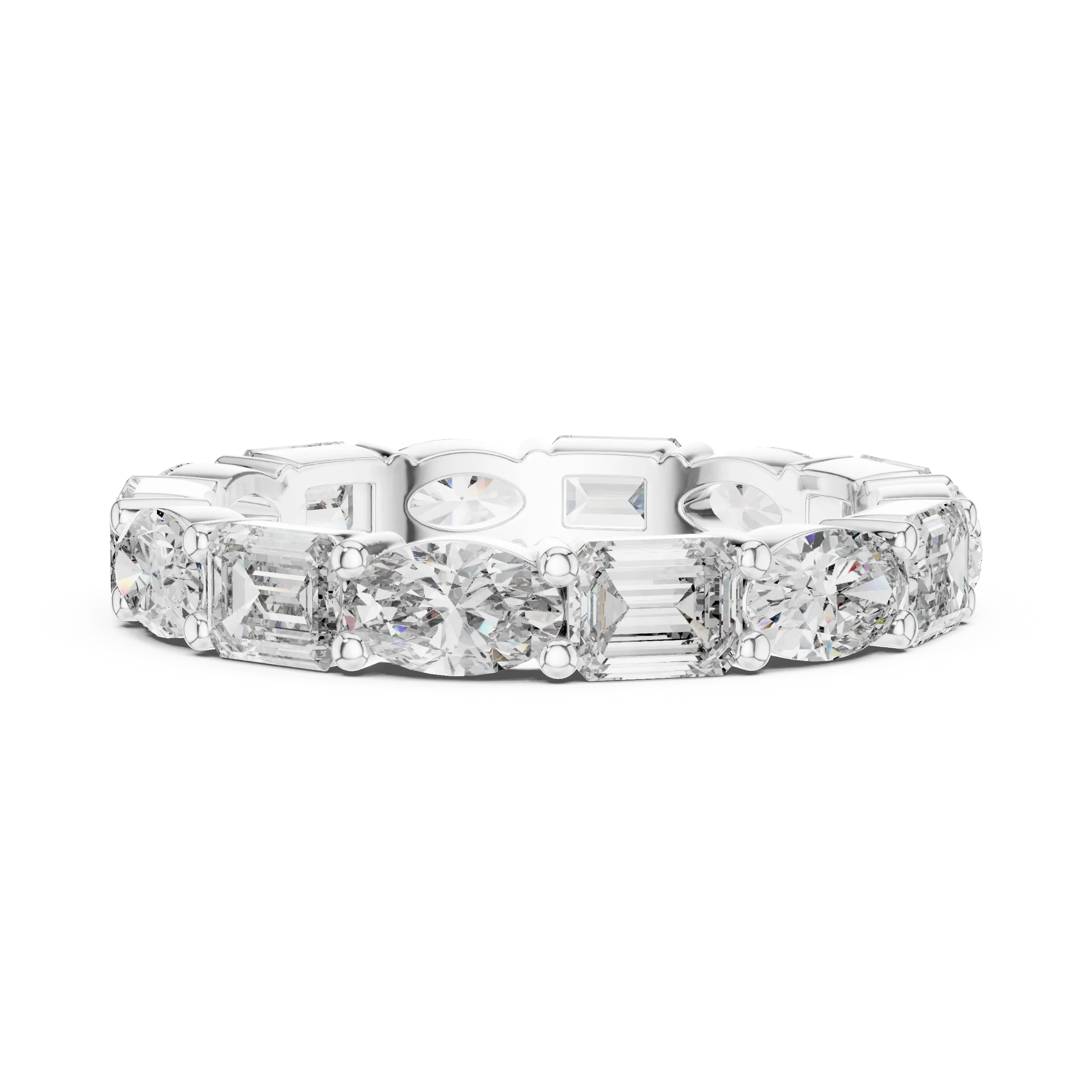 Front View: Round Diamond Eternity Band with Channel Setting in 14k White Gold – Lab Grown – Driona Jewels
