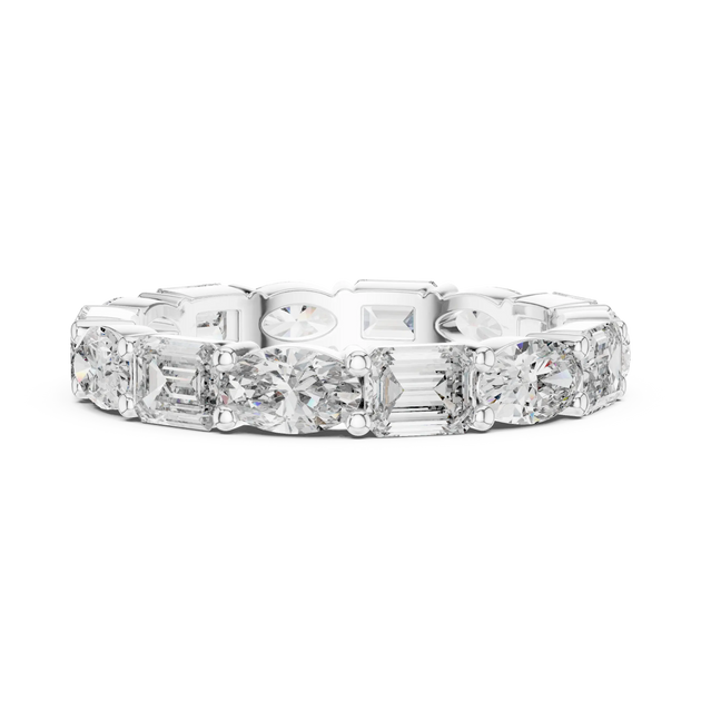 Front View: Round Diamond Eternity Band with Channel Setting in 14k White Gold – Lab Grown – Driona Jewels
