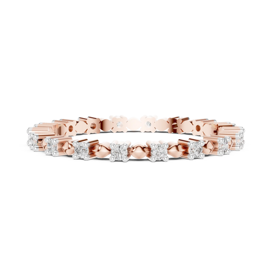 Front View: Princess Cut Diamond Eternity Ring with Channel Setting in 14k Rose Gold – Lab Grown – Driona Jewels
