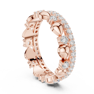 Three-quarter view: Round Diamond Eternity with Pave Setting in 14k Rose Gold - Lab Grown - Driona Jewels