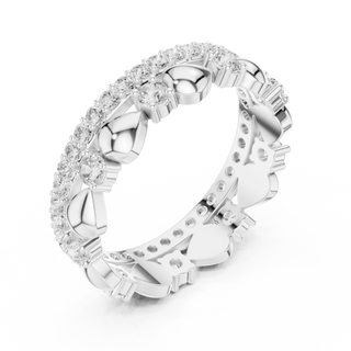 Angle view: Round Diamond Eternity with Pave Setting in 14k White Gold - Lab Grown - Driona Jewels