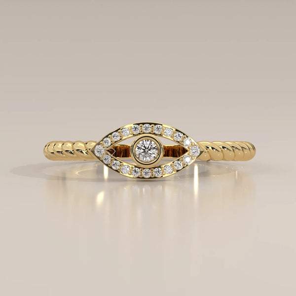 Side Profile: Round Diamond Ring with Twisted Setting in Yellow Gold – Lab Grown – Driona Jewels