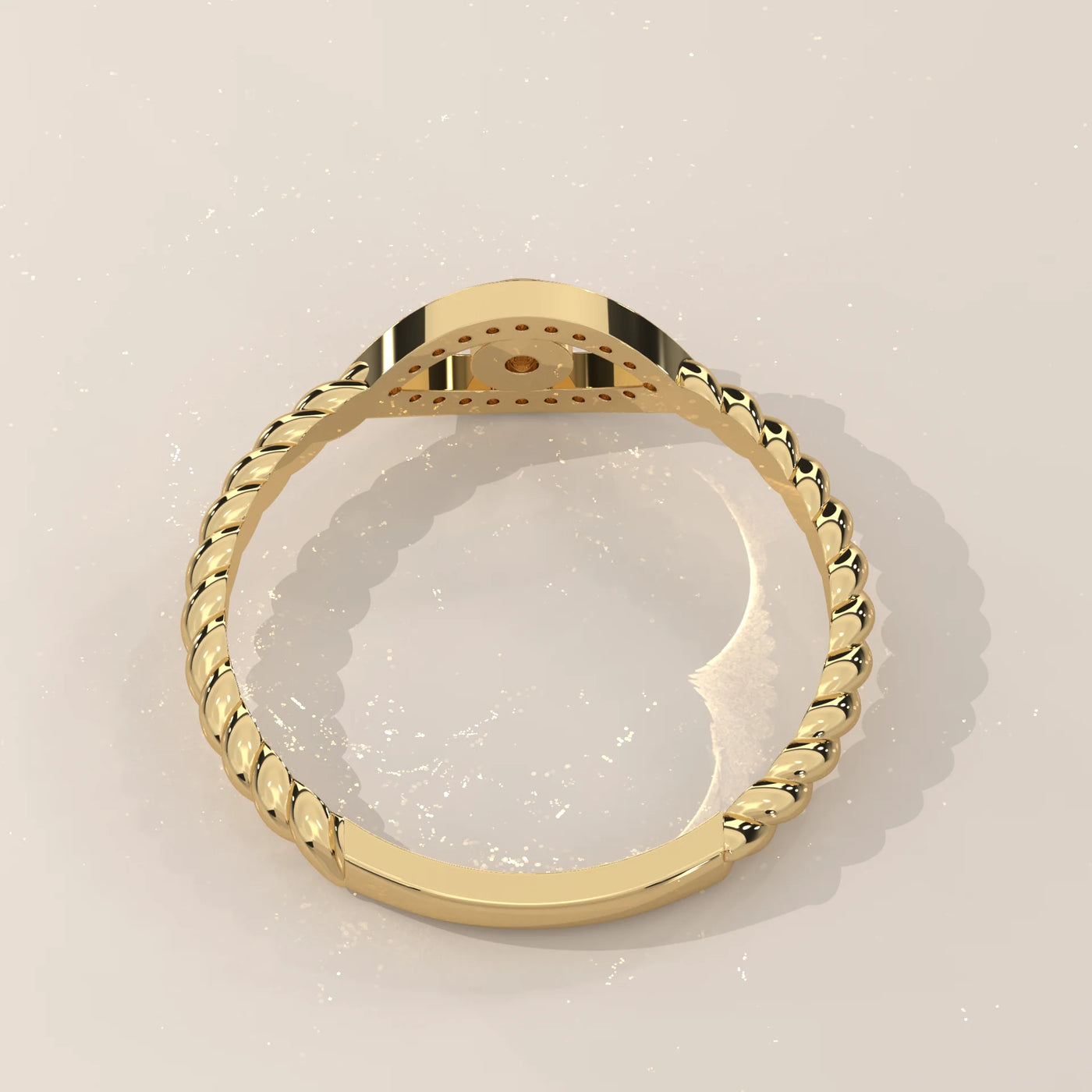 Top View: Round Diamond Ring with Twisted Setting in Yellow Gold – Lab Grown – Driona Jewels