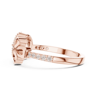 10K Rose Gold Diamond Ring featuring Evil Eye Bow Halo style with Polished finish for women - Perfect Gift for Her - Side View