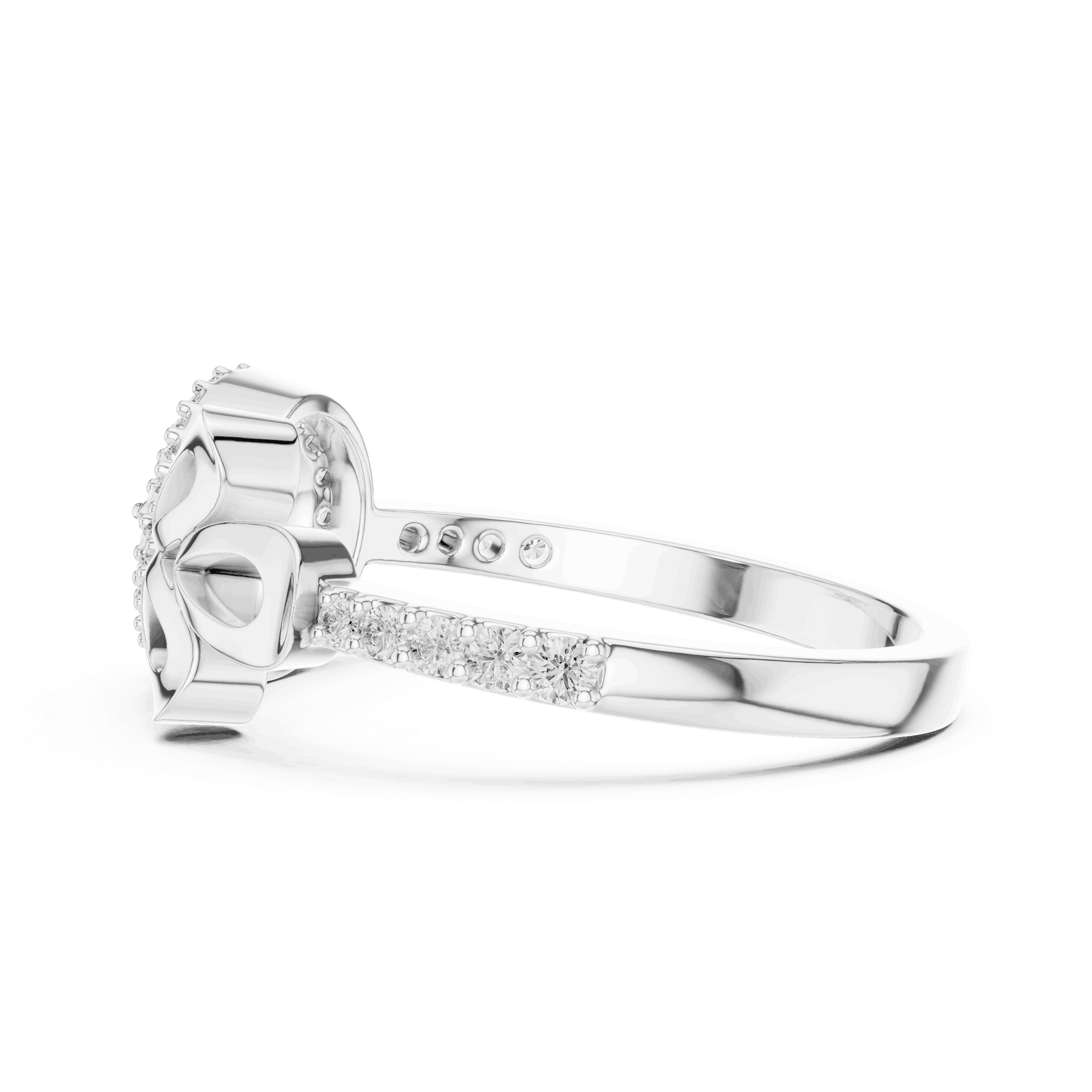14K White Gold Diamond Ring featuring Evil Eye Bow Halo style with Polished finish for women - Perfect Gift for Her - Side View