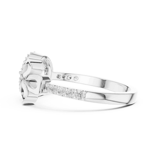 14K White Gold Diamond Ring featuring Evil Eye Bow Halo style with Polished finish for women - Perfect Gift for Her - Side View