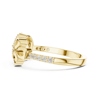 18K Yellow Gold Diamond Ring featuring Evil Eye Bow Halo style with Polished finish for women - Perfect Gift for Her - Side View
