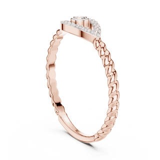 14K Rose Gold Diamond Ring featuring Teardrop Bezel Rope style with Polished finish for women - Perfect Everyday & Gifting Wear - Side View
