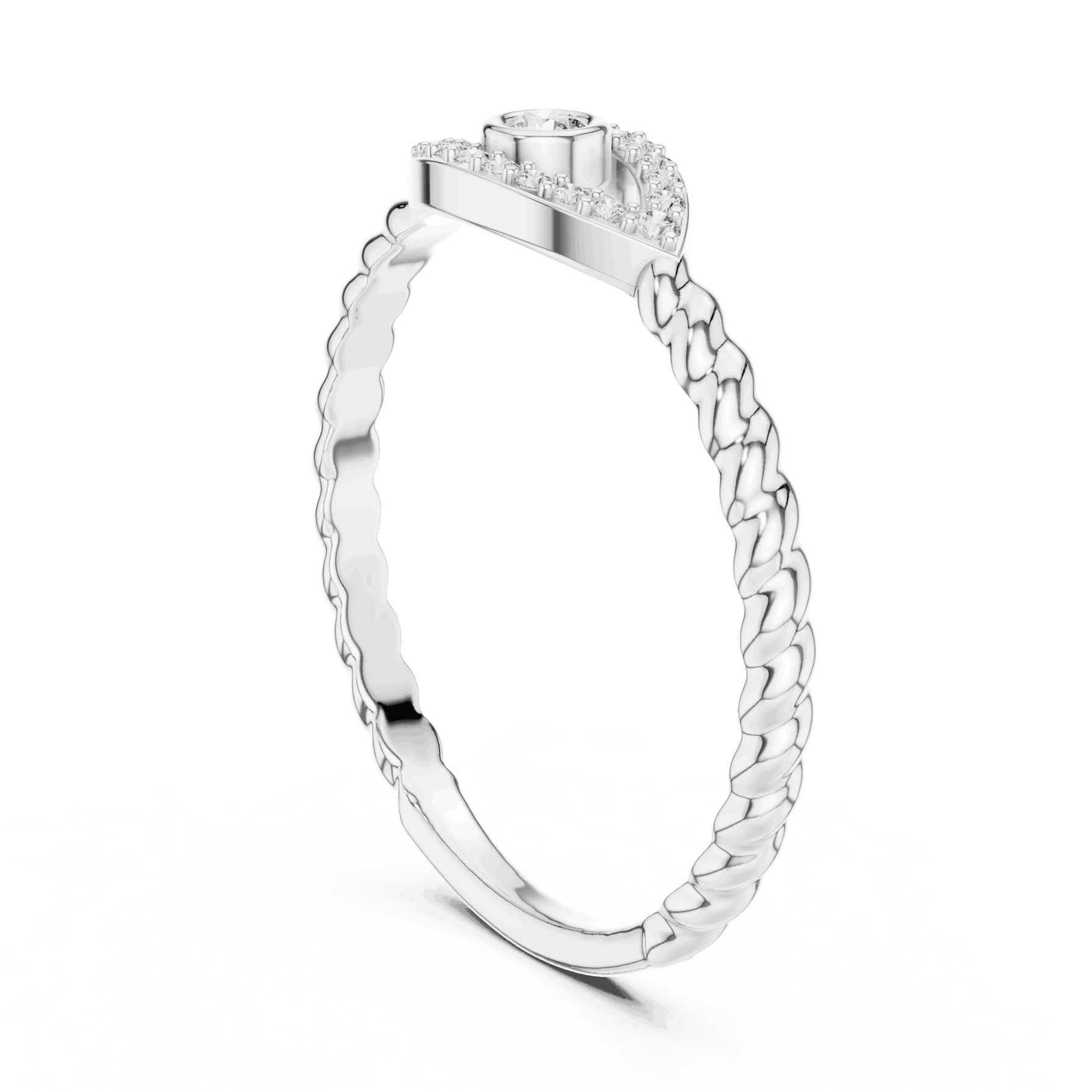 14K White Gold Diamond Ring featuring Teardrop Bezel Rope style with Polished finish for women - Perfect Everyday & Gifting Wear - Side View