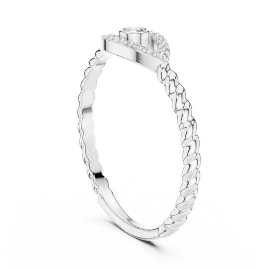 14K White Gold Diamond Ring featuring Teardrop Bezel Rope style with Polished finish for women - Perfect Everyday & Gifting Wear - Side View