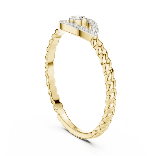 14K Yellow Gold Diamond Ring featuring Teardrop Bezel Rope style with Polished finish for women - Perfect Everyday & Gifting Wear - Side View