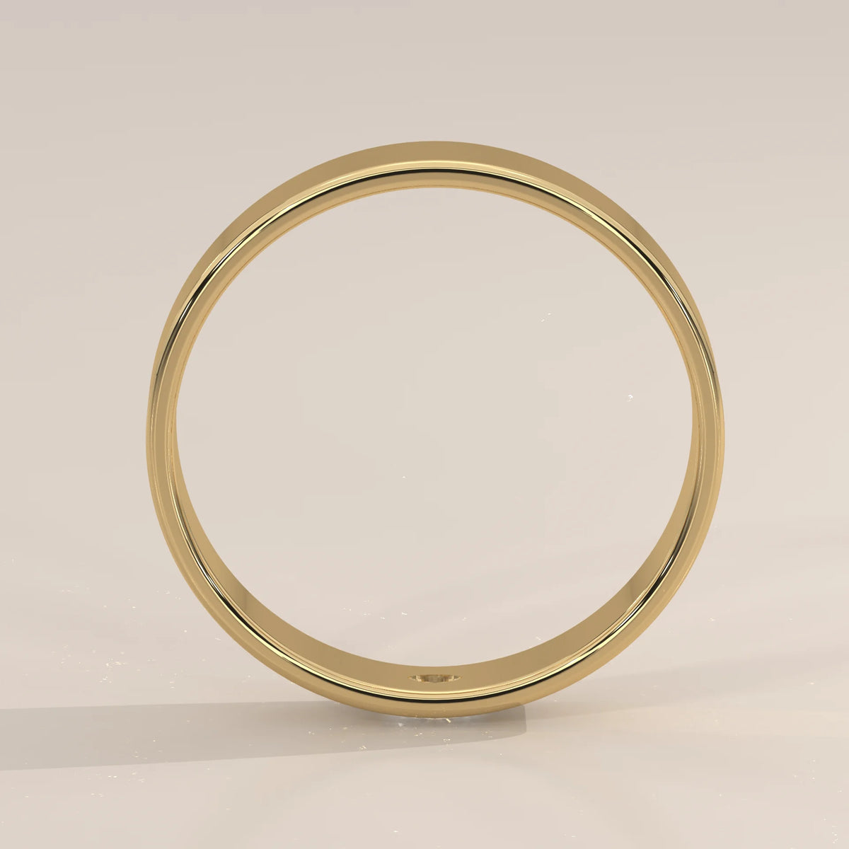 Flat Gold Band with a Single Flush Set Marquise Diamond in yellow gold, front view on a plain background.