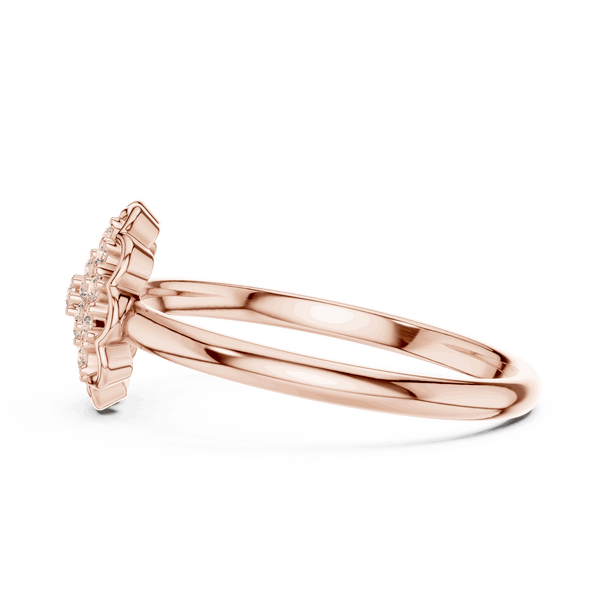 10K Rose Gold Diamond Ring featuring Floral Bouquet Cluster style with Polished finish for women - Perfect Gift for Her - Angled View 2