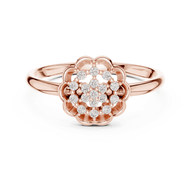 10K Rose Gold Diamond Ring featuring Floral Bouquet Cluster style with Polished finish for women - Perfect Gift for Her - Front View