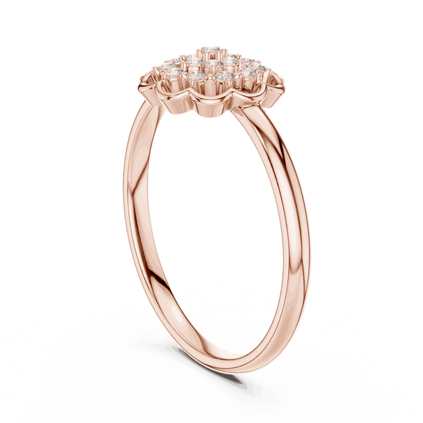 10K Rose Gold Diamond Ring featuring Floral Bouquet Cluster style with Polished finish for women - Perfect Gift for Her - Side View