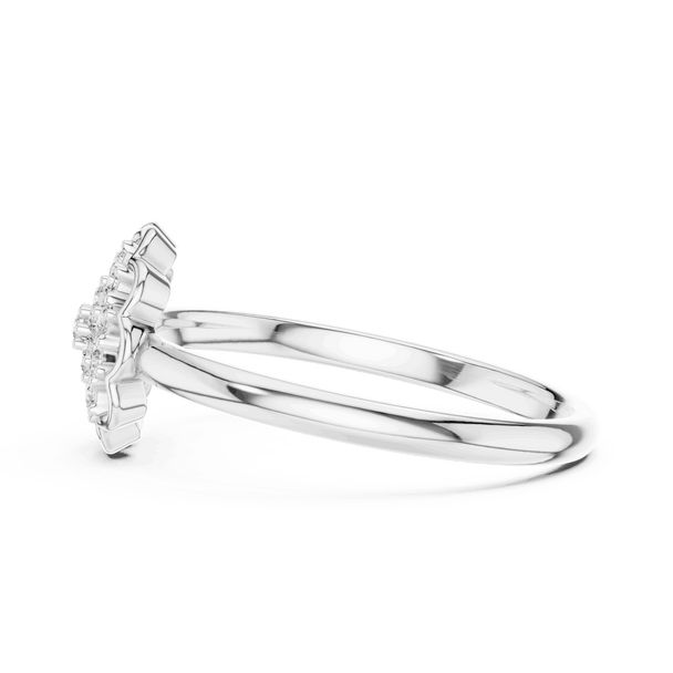 14K White Gold Diamond Ring featuring Floral Bouquet Cluster style with Polished finish for women - Perfect Gift for Her - Angled View 2