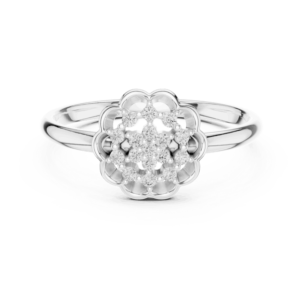 14K White Gold Diamond Ring featuring Floral Bouquet Cluster style with Polished finish for women - Perfect Gift for Her - Front View