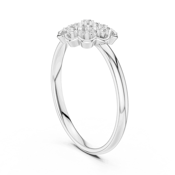14K White Gold Diamond Ring featuring Floral Bouquet Cluster style with Polished finish for women - Perfect Gift for Her - Side View