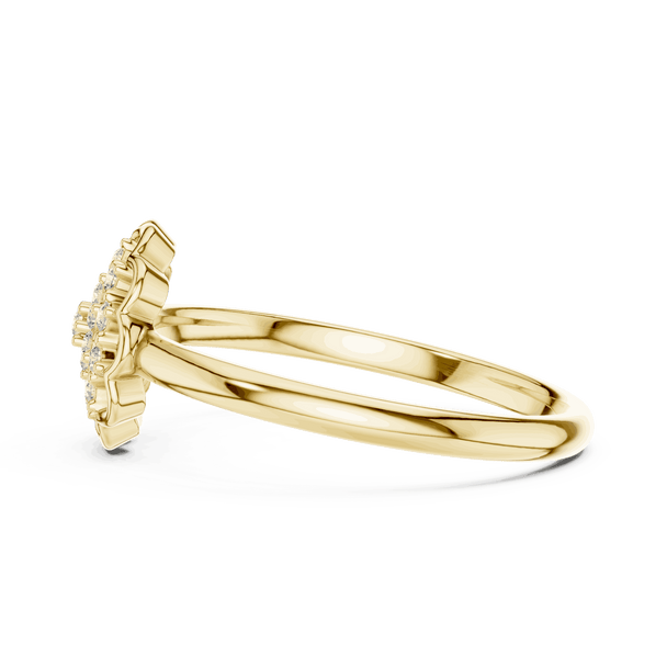 18K Yellow Gold Diamond Ring featuring Floral Bouquet Cluster style with Polished finish for women - Perfect Gift for Her - Angled View 2