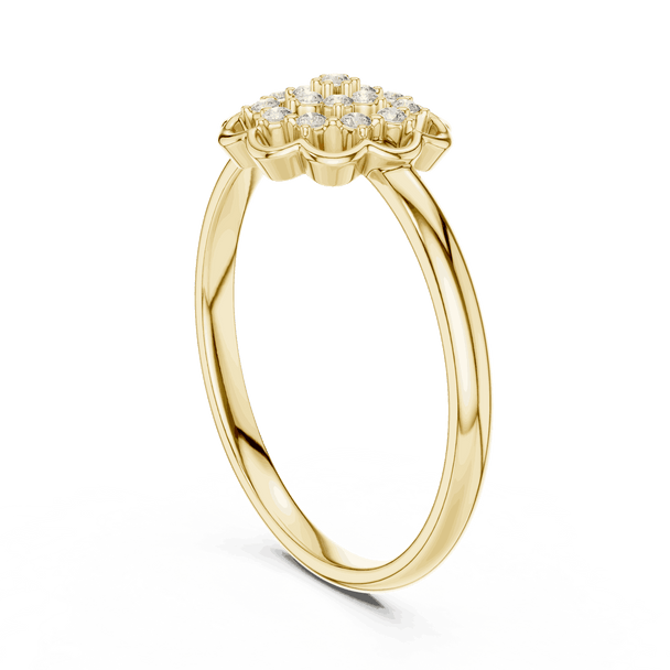 18K Yellow Gold Diamond Ring featuring Floral Bouquet Cluster style with Polished finish for women - Perfect Gift for Her - Side View