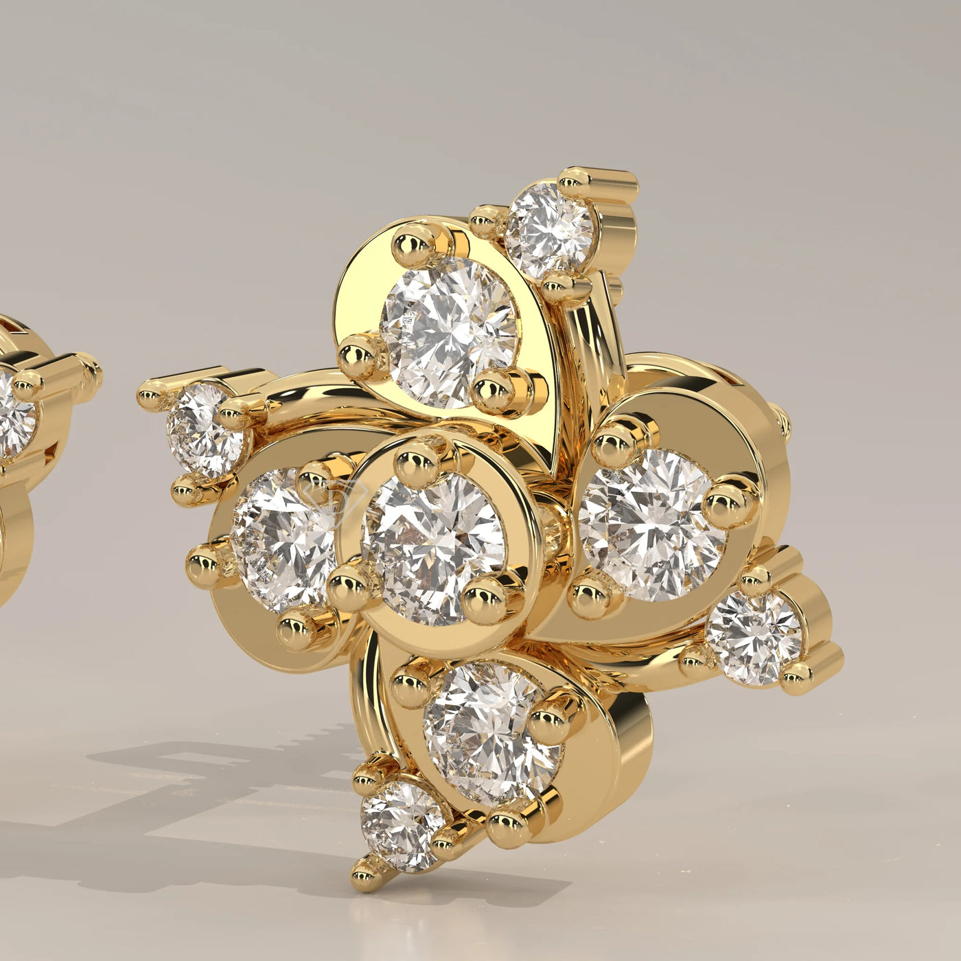 Stone Detail: Round Lab Grown Diamonds in Cluster Setting – Yellow Gold – Driona Jewels