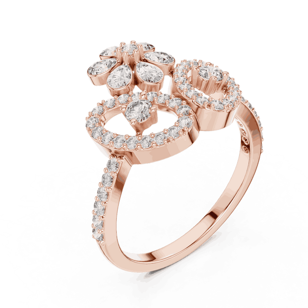 Driona Jewels Floral Diamond Statement Ring | Double Halo Gold Jewelry