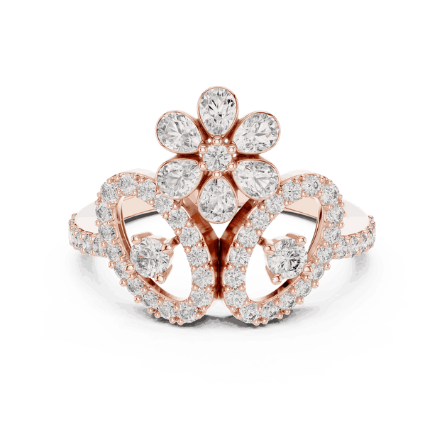 Driona Jewels Floral Diamond Statement Ring | Double Halo Gold Jewelry