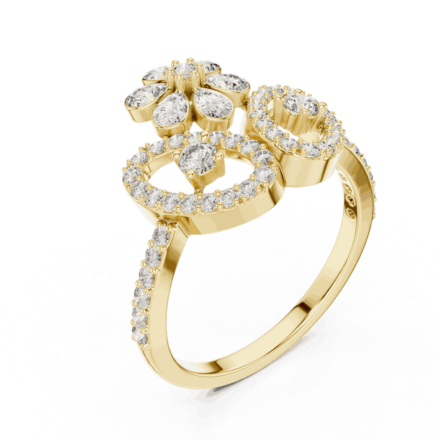 Driona Jewels Floral Diamond Statement Ring | Double Halo Gold Jewelry