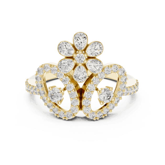 Driona Jewels Floral Diamond Statement Ring | Double Halo Gold Jewelry