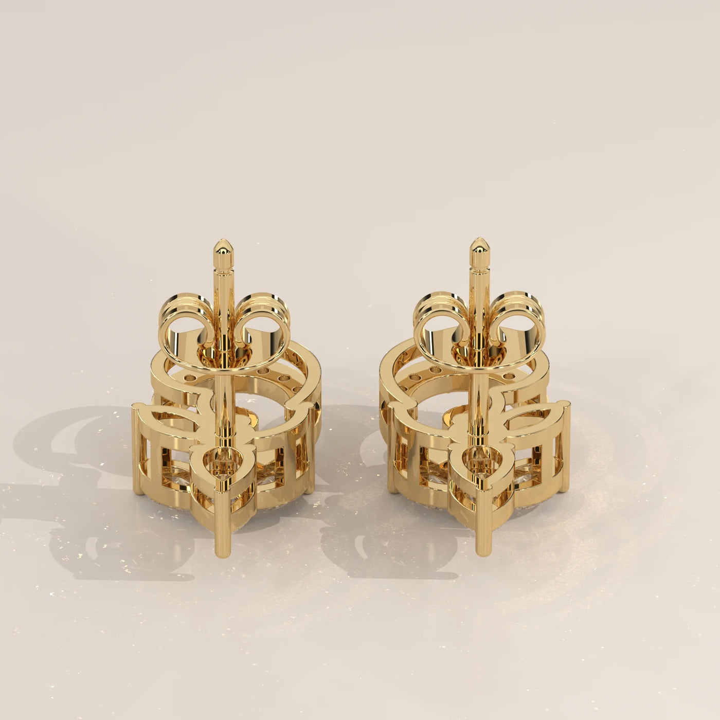 Side Profile: Round Diamond Drop Earrings with Cluster Setting in Yellow Gold – Lab Grown – Driona Jewels