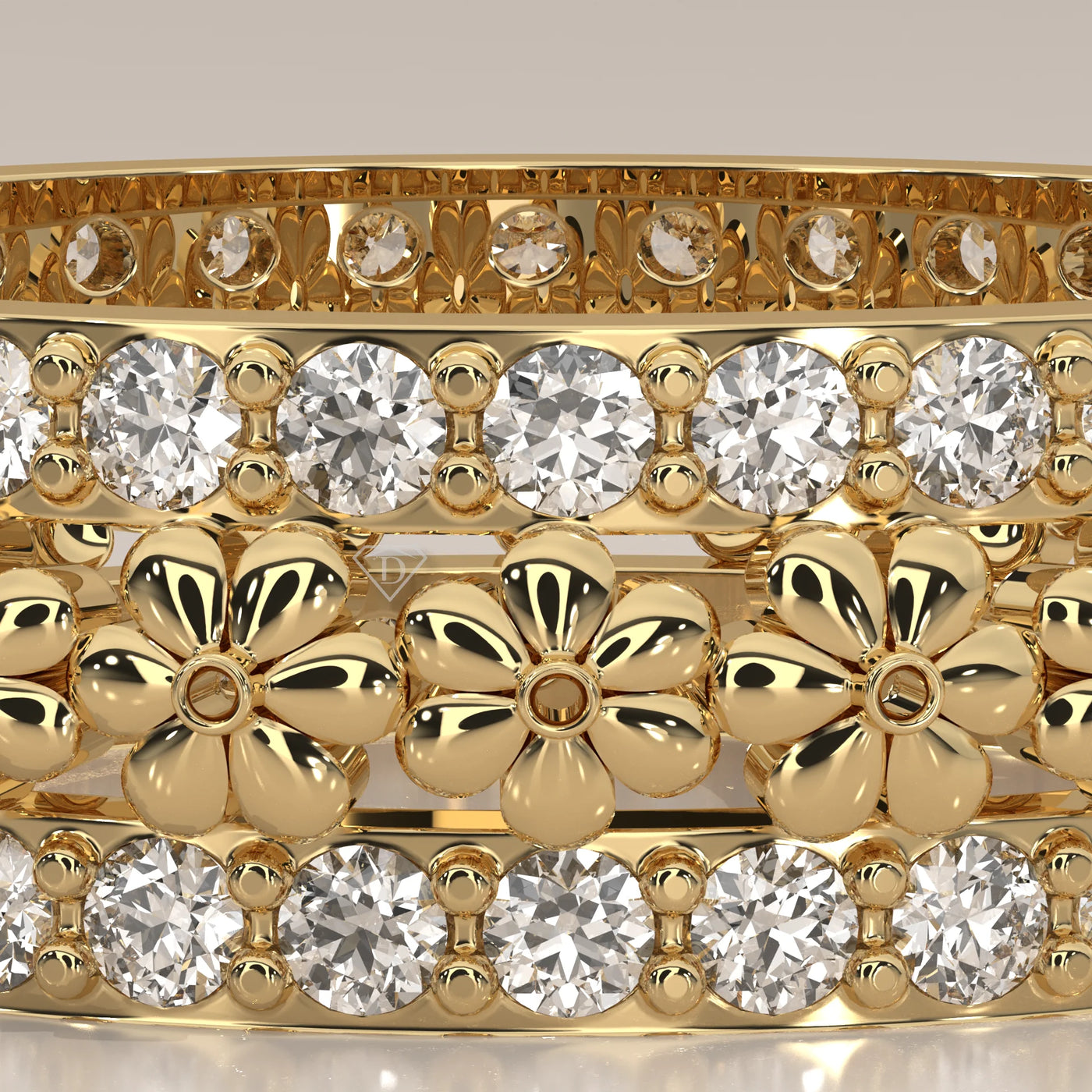 Stone Detail: Round Lab Grown Diamonds in Eternity Setting – Yellow Gold – Driona Jewels