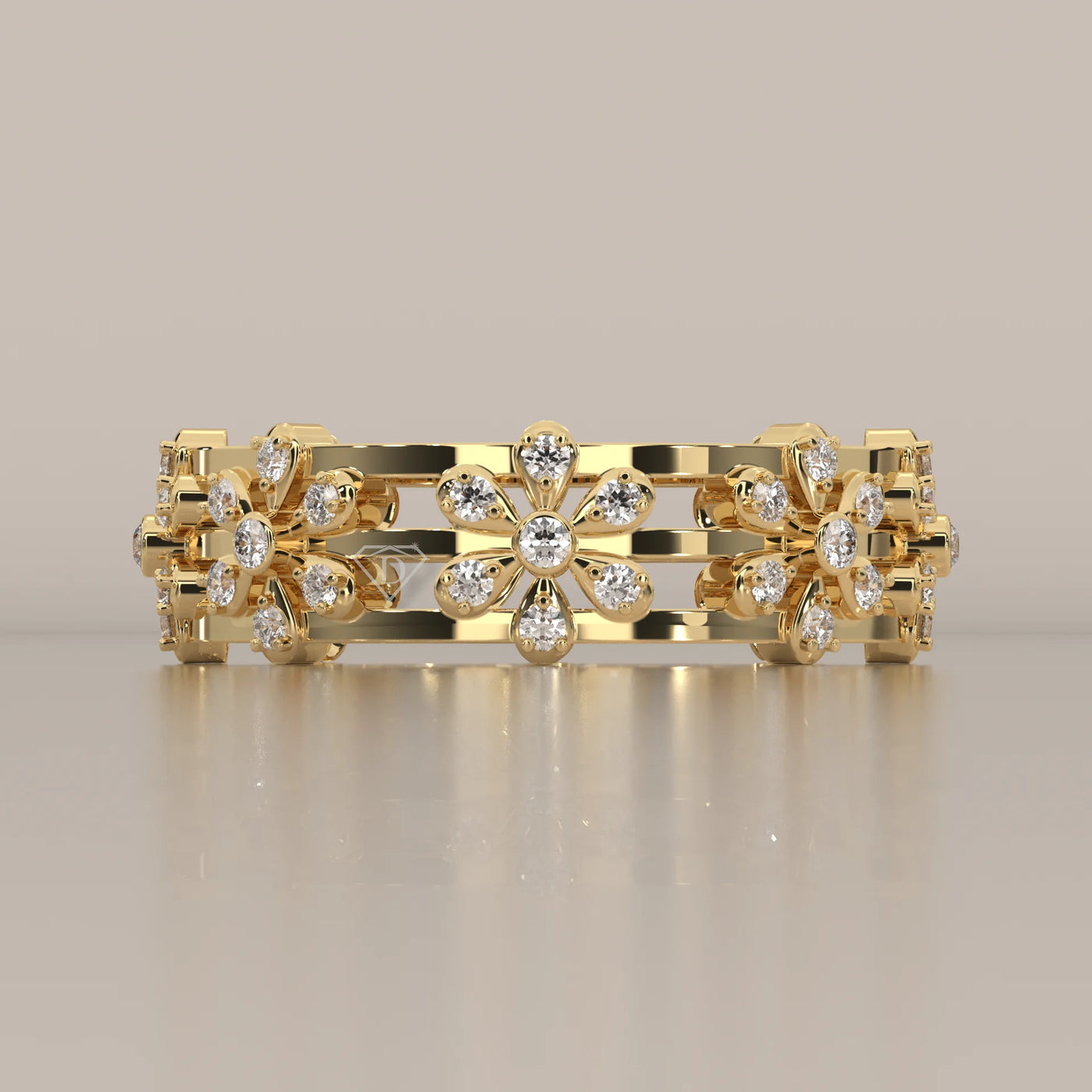 Side Profile: Round Diamond Eternity Band with Eternity Setting in Yellow Gold – Lab Grown – Driona Jewels