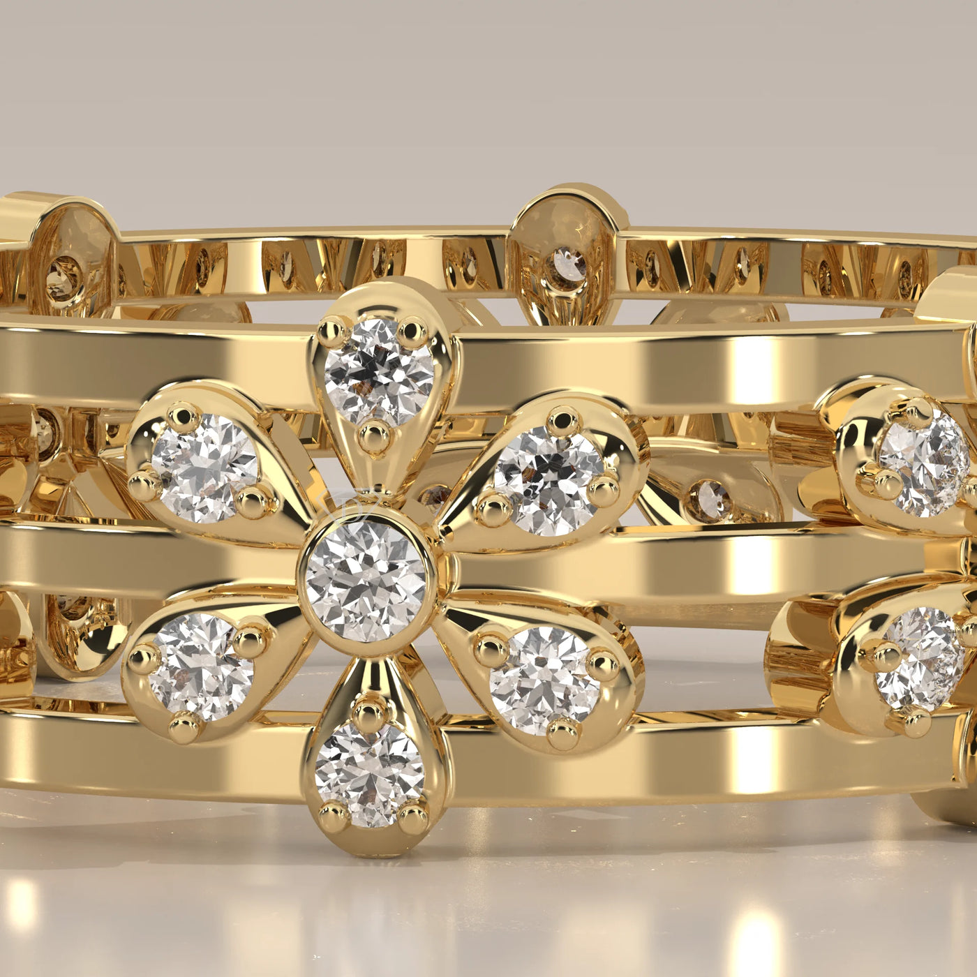 Stone Detail: Round Lab Grown Diamonds in Eternity Setting – Yellow Gold – Driona Jewels