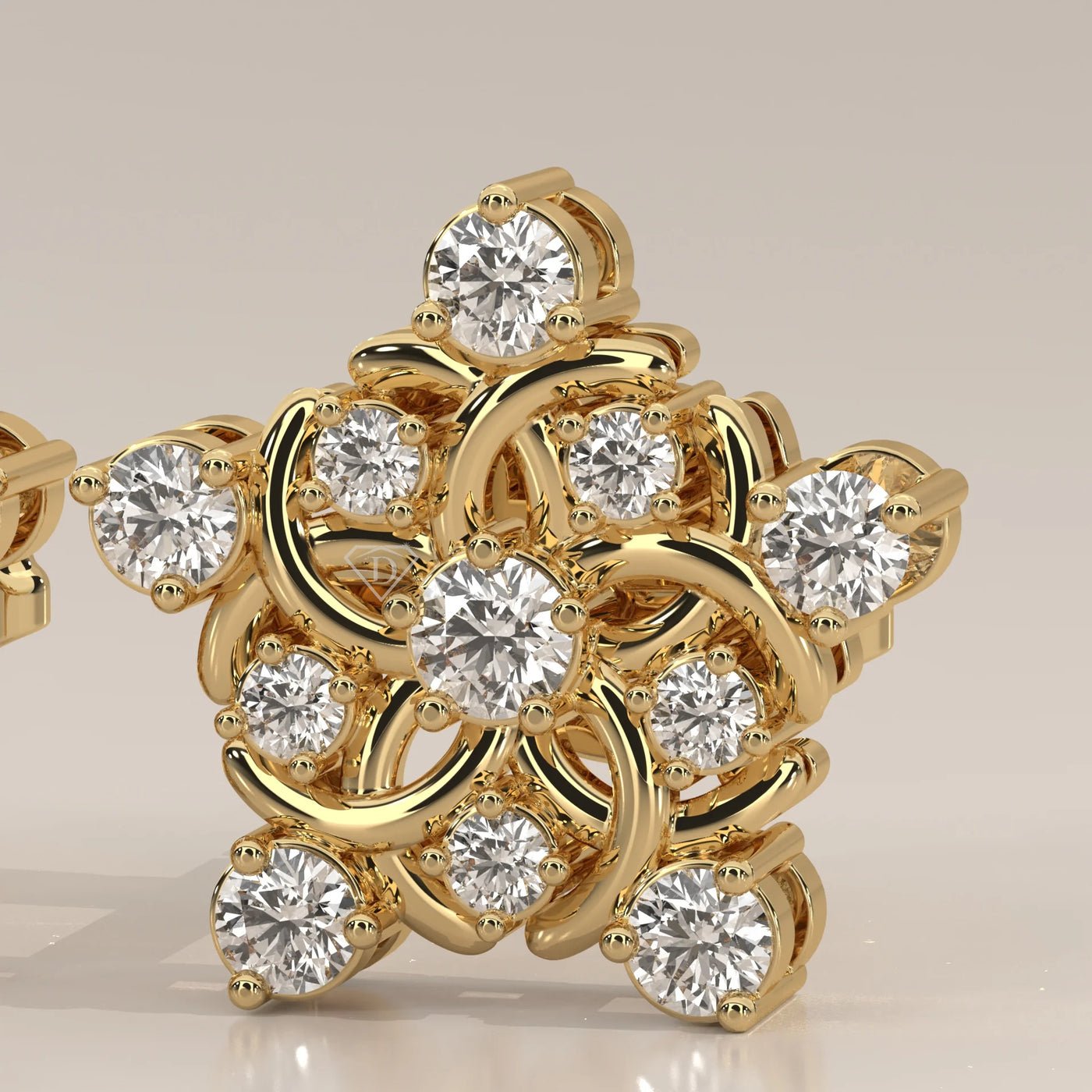 Stone Detail: Round Lab Grown Diamonds in Cluster Setting – Yellow Gold – Driona Jewels
