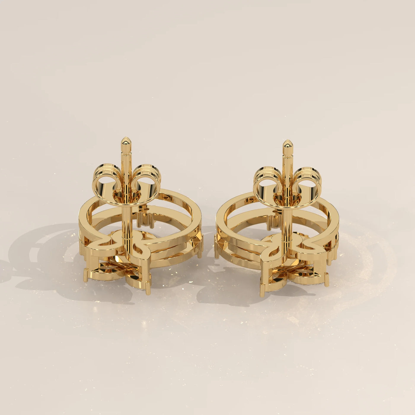 Side Profile: Round Diamond Stud Earrings with Prong Setting in Yellow Gold – Lab Grown – Driona Jewels