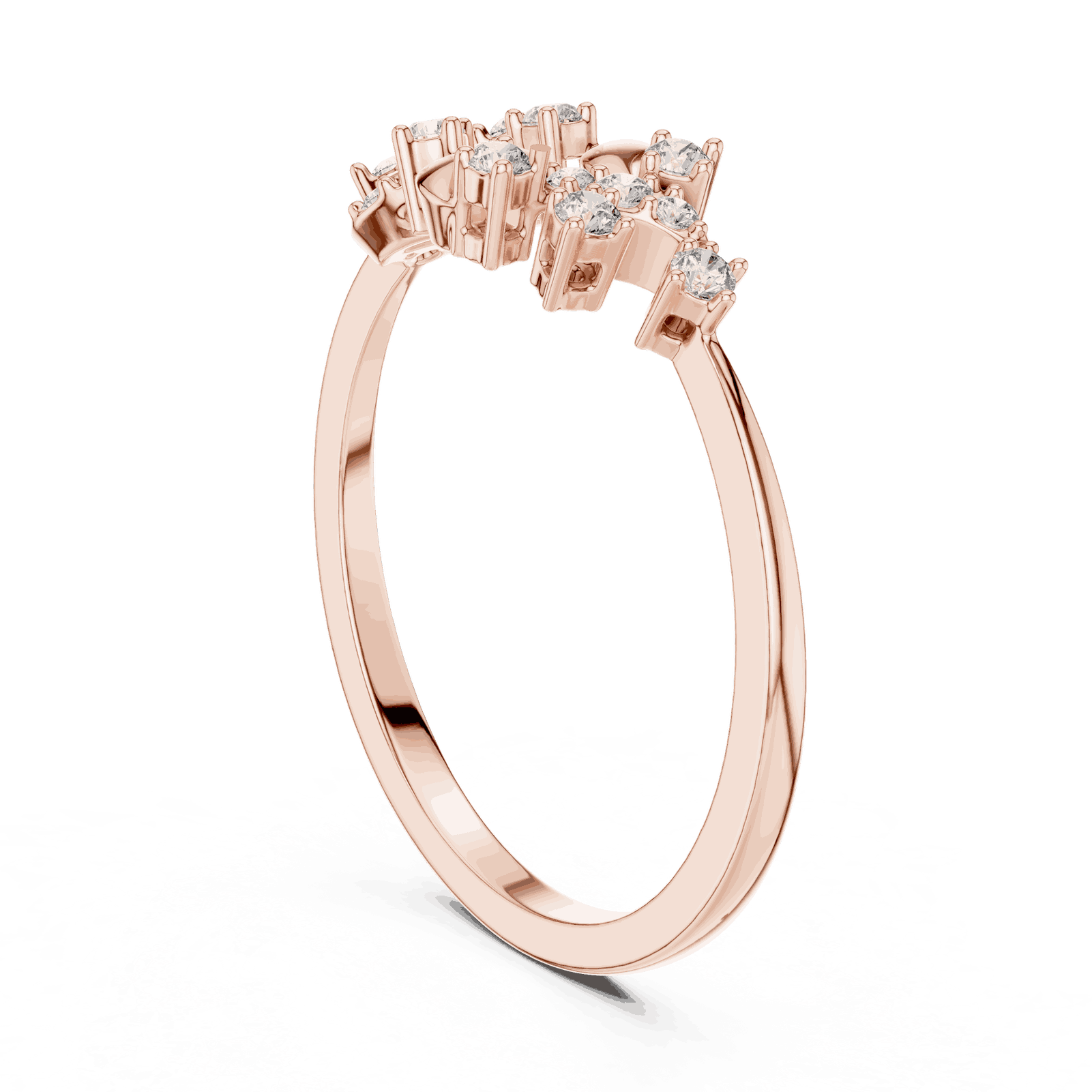10K Rose Gold Diamond Ring featuring Floral Vine style with Polished finish for women - Perfect Gift for Her - Angled View